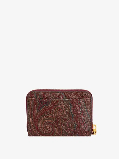 Etro Paisley Jacquard Zip-around Cardholder In Red