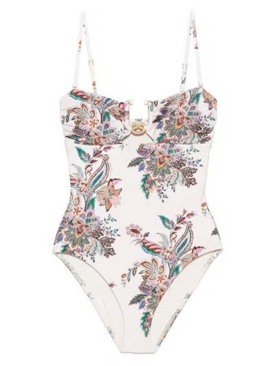 Zimmermann Rhiannon Hardware-detailed Strapless One-piece Swimsuit In Neutral