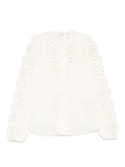 Zimmermann Womens Lucky Embroidered Cotton Blouse Ivory Xs In White