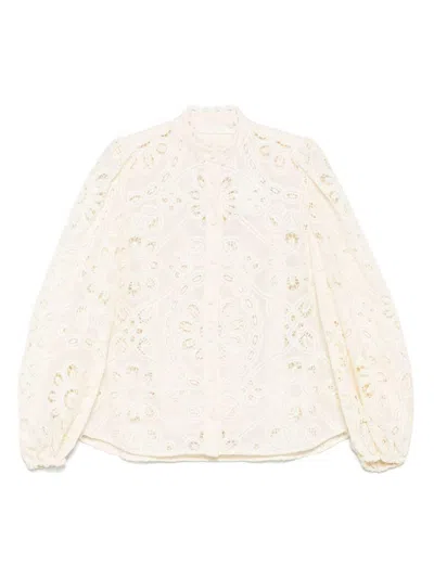 Zimmermann Cotton Rhiannon Embroidered Blouse In Neutral
