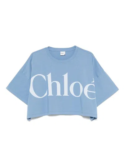 Chloé Oversize Signature Logo Crop Graphic T-shirt