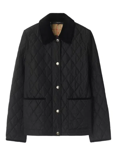 Burberry Check Lining Quilted Nylon Dorset Jacket In Black
