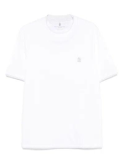 Brunello Cucinelli Men Cotton Jersey Crew-neck T-shirt With Logo And Faux-layering