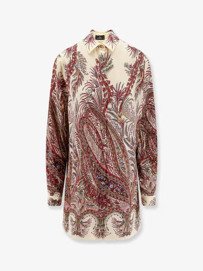 Etro Paisley Print Silk Shirt With Collared Neck In Multi