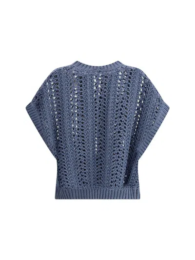 Brunello Cucinelli Knit Vest Lace Detail