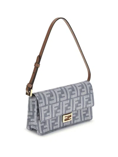 Fendi Women Denim Wallet In Neutral