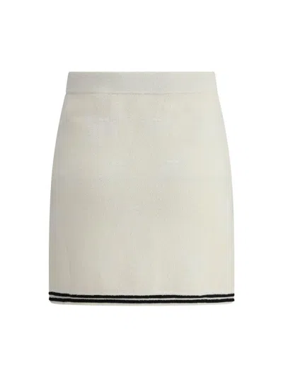 Self-portrait Self Portrait Women Ivory Bow Jacquard Knit Mini Skirt In White