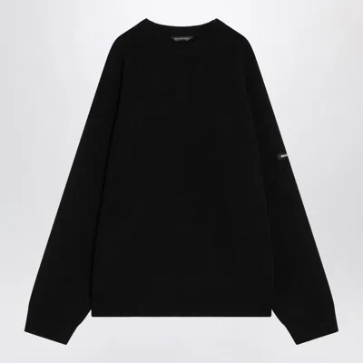 Balenciaga Oversize Double Face Wool Blend Crewneck Sweater In Black