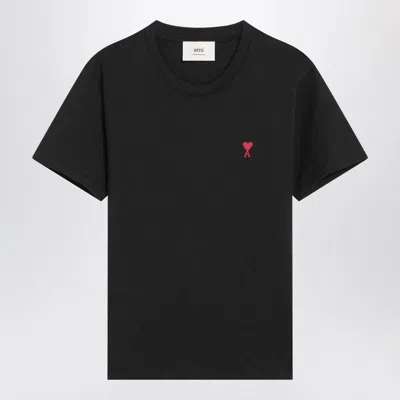 Ami Alexandre Mattiussi Logo-embroidered Organic Cotton-jersey T-shirt In Black