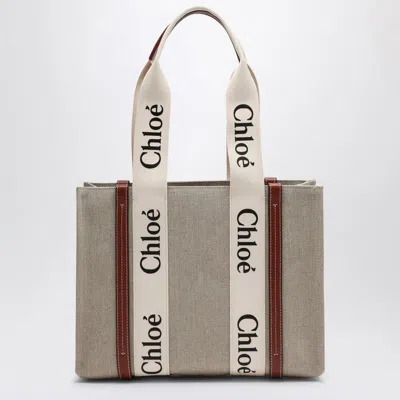 Chloé Woody Medium Bag In Beige