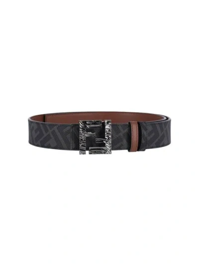 Fendi "squared Ff" Reversible Belt In Brown