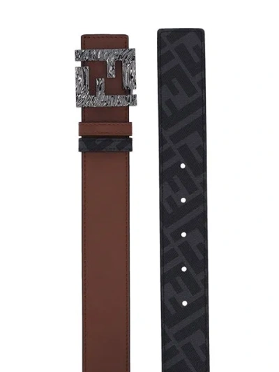 Fendi "squared Ff" Reversible Belt In Brown