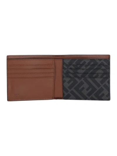 Fendi Leather And Ff Canvas Compact Bi-fold Wallet