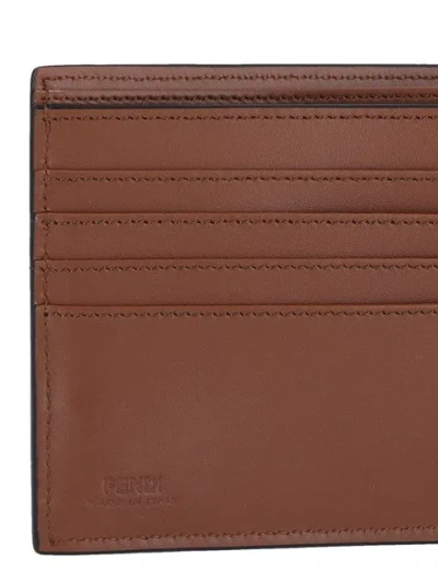 Fendi Leather And Ff Canvas Compact Bi-fold Wallet