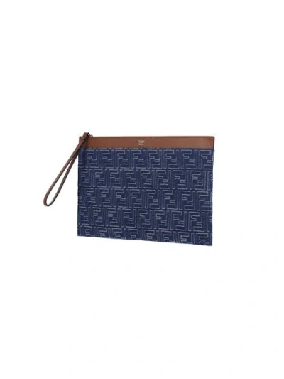 Fendi Ff Jacquard Denim Clutch