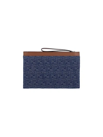 Fendi Ff Jacquard Denim Clutch