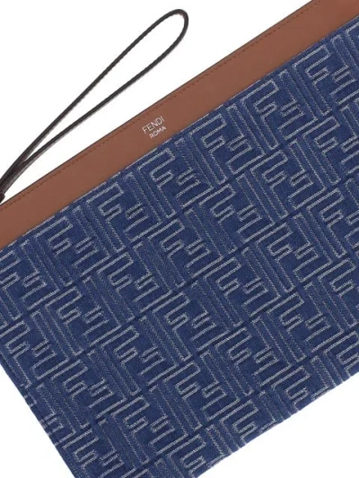 Fendi Ff Jacquard Denim Clutch