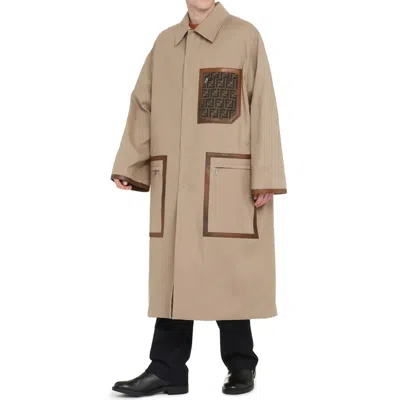 Fendi Logo Monogram Reversible Trench Coat In Brown