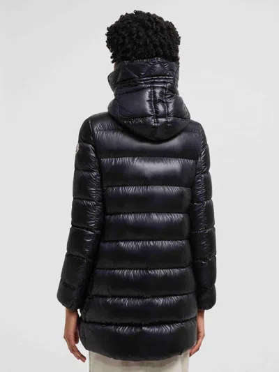 Moncler Suyen Hooded Long Down Jacket Black In Black