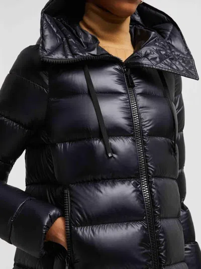 Moncler Suyen Hooded Long Down Jacket Black In Black