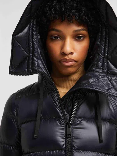 Moncler Suyen Hooded Long Down Jacket Black In Black