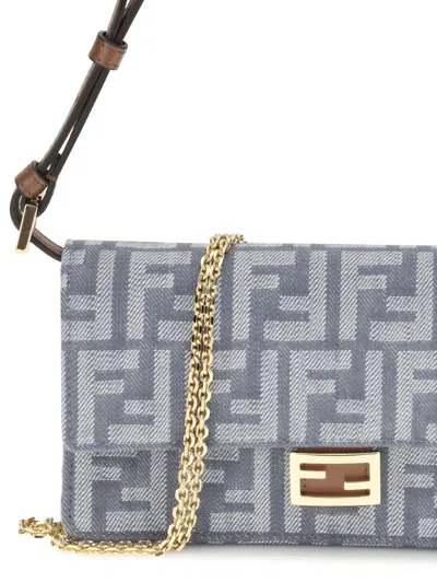Fendi Women Denim Wallet In Neutral