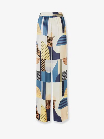 Fendi Patchwork Print Silk Flowing Pyjama Trousers In Multi