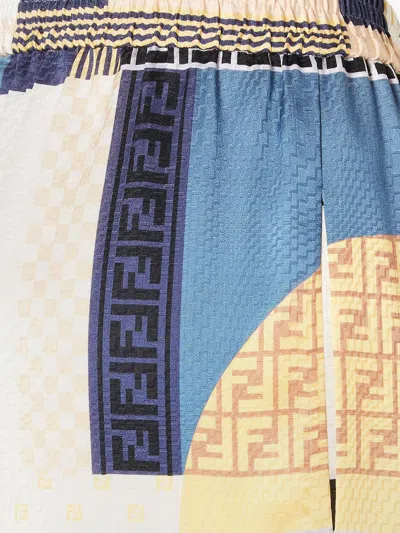 Fendi Patchwork Print Silk Flowing Pyjama Trousers In Multi