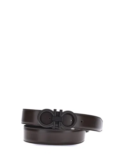 Ferragamo Men Gancini Reversible Belt In Black