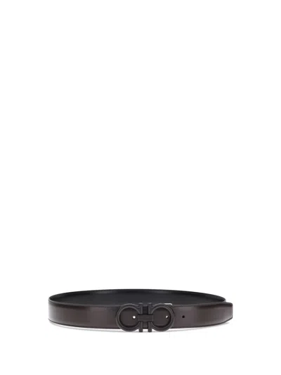 Ferragamo Men Gancini Reversible Belt In Black