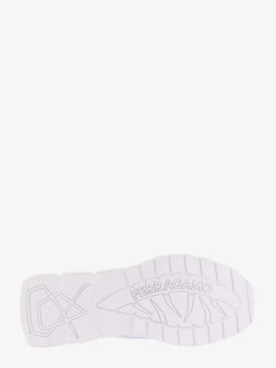 Ferragamo Men Nylon Sneakers With Iconic Gancini Sole In White
