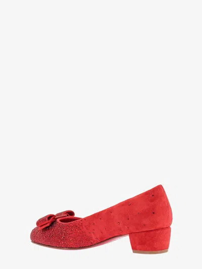 Ferragamo Suede Block Heel Pumps With Bow Detail