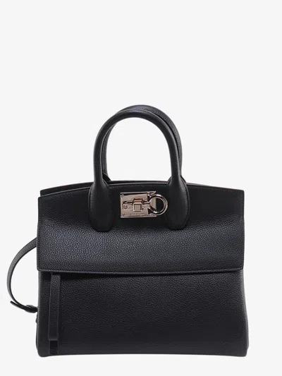 Ferragamo Women Textured Leather The Studio Handbag With Iconic Gancini Closure