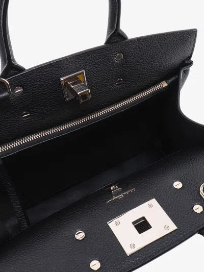 Ferragamo Women Textured Leather The Studio Handbag With Iconic Gancini Closure