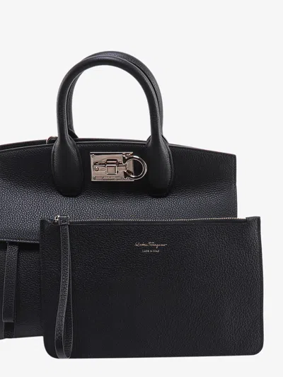Ferragamo Women Textured Leather The Studio Handbag With Iconic Gancini Closure