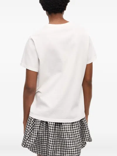 Ganni White Crew-neck Cotton T-shirt With Animal Print In White