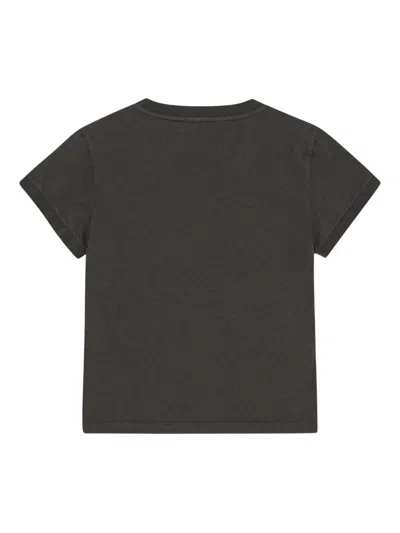 Ganni Women Black T-shirt With Round Neck And Maxi Logo On The Front In Cotton Woman In Black