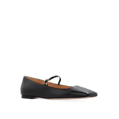 Gianvito Rossi Elegant Calf Leather Ballerina Flats With Chic Strap Detail