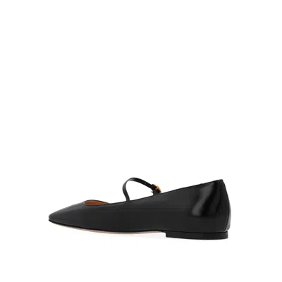 Gianvito Rossi Elegant Calf Leather Ballerina Flats With Chic Strap Detail