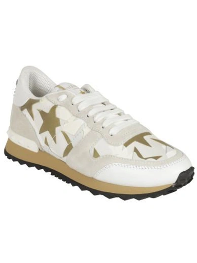 Shop Valentino Camustar Sneakers In White/gold
