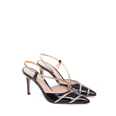 Gianvito Rossi Elegant Pointed Toe Leather Slingbacks With Stiletto Heel In Black