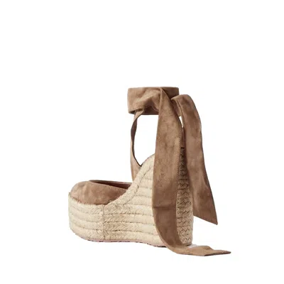 Gianvito Rossi Suede Wedge Espadrilles Women In Brown