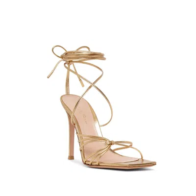 Gianvito Rossi 105mm Lace-up Leather Sandals In Gold