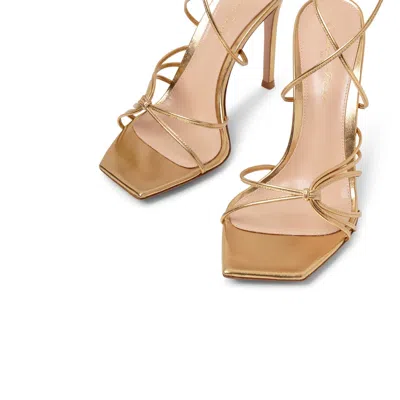 Gianvito Rossi 105mm Lace-up Leather Sandals In Gold