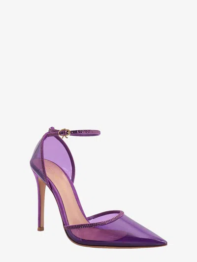 Gianvito Rossi Pvc Décolleté With Rhinestone Profiles In Purple