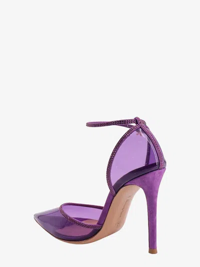 Gianvito Rossi Pvc Décolleté With Rhinestone Profiles In Purple
