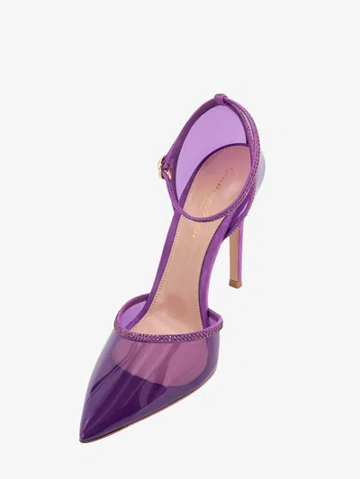 Gianvito Rossi Pvc Décolleté With Rhinestone Profiles In Purple