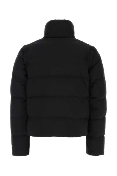 Ten C Drawstring Hooded Padded Quilted Sleeveless Coat In Black