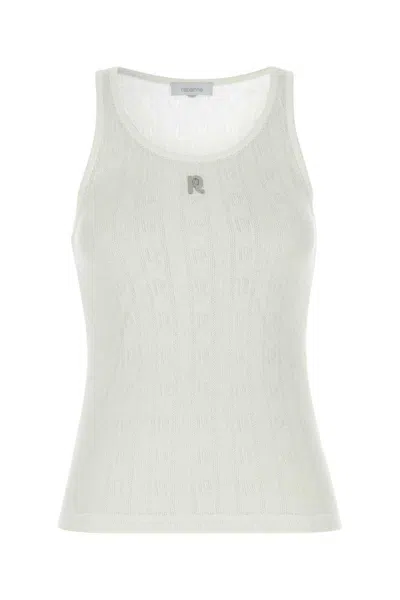 Rabanne Ribbed Cotton Tank Top With Perforated R-logo In Neutral