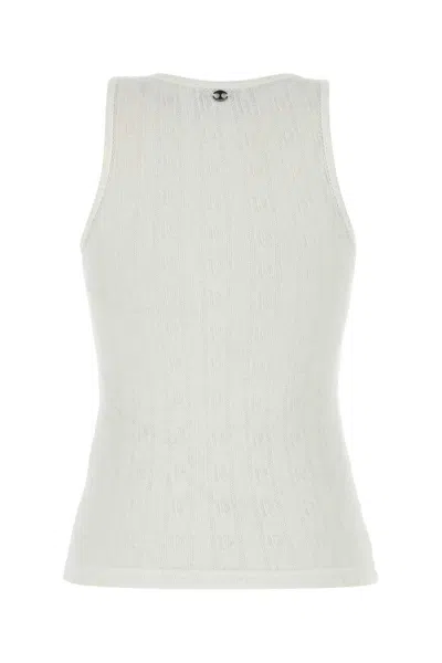 Rabanne Ribbed Cotton Tank Top With Perforated R-logo In Neutral